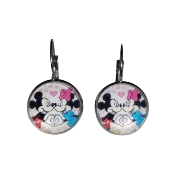 Handcrafted Mickey & Minnie Earrings - Picture 1 of 4